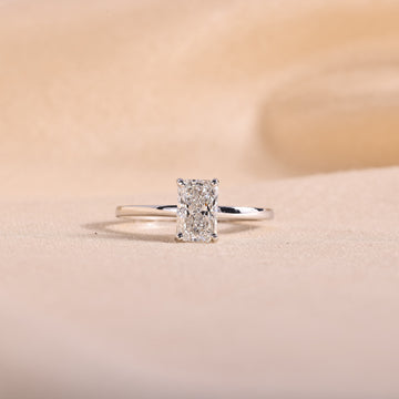 Radiant Cut Lab Grown Diamond Solitaire Engagement Ring – 14K White Gold Classic Band, 1.01 Carat