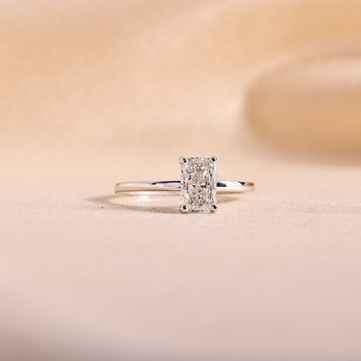 Radiant Cut Lab Grown Diamond Solitaire Engagement Ring – 14K White Gold Classic Band, 1.01 Carat