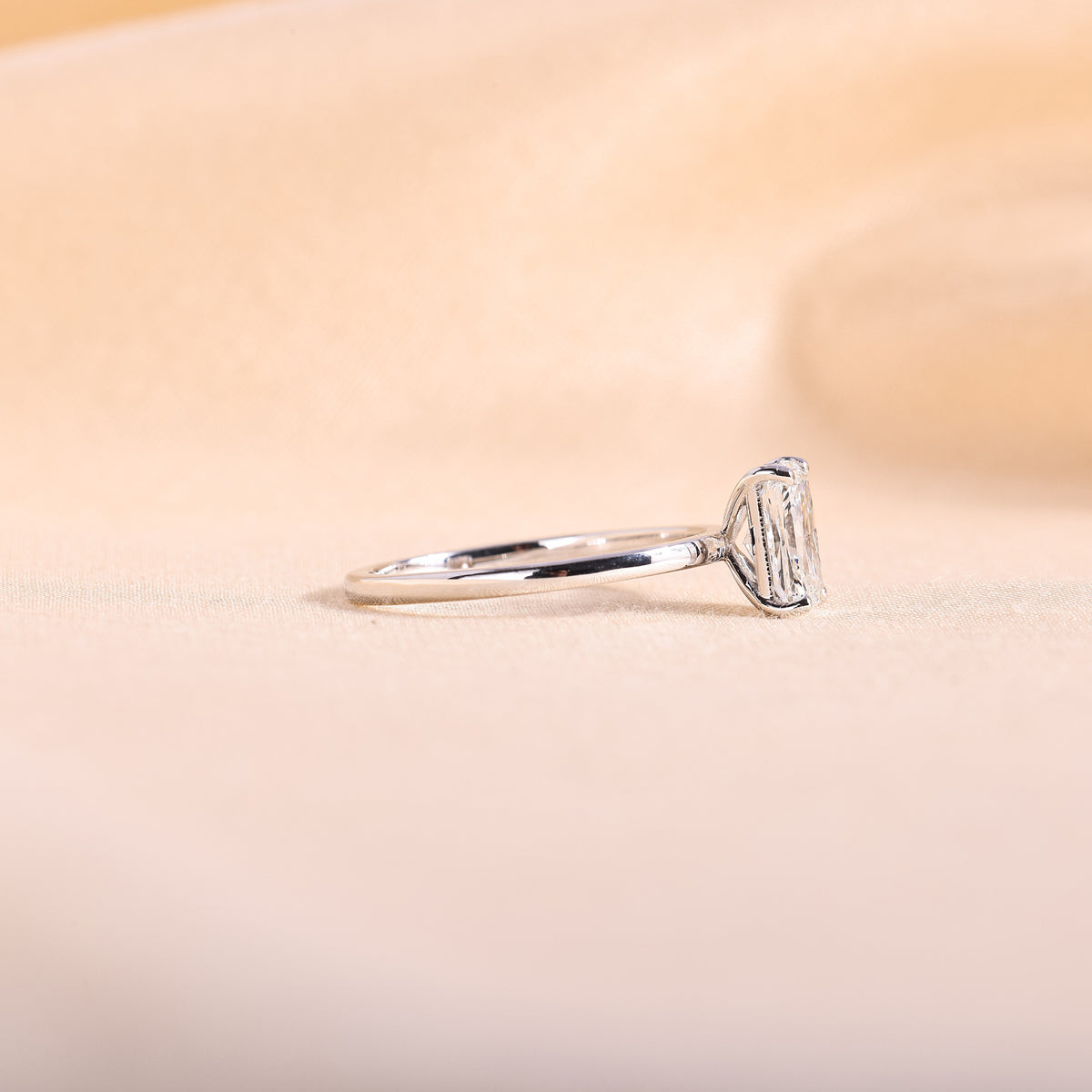 Radiant Cut Lab Grown Diamond Solitaire Engagement Ring – 14K White Gold Classic Band, 1.01 Carat
