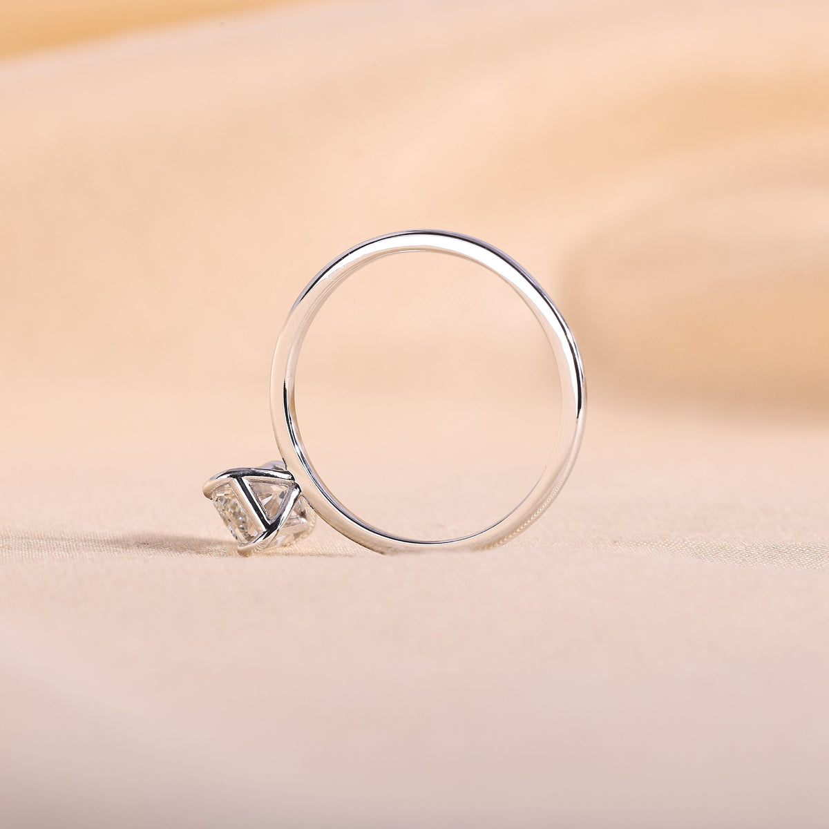 Radiant Cut Lab Grown Diamond Solitaire Engagement Ring – 14K White Gold Classic Band, 1.01 Carat