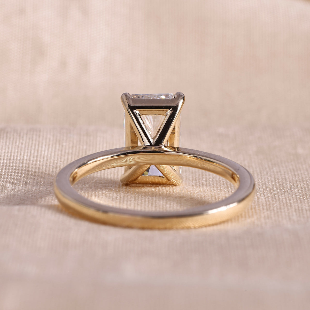 Radiant Cut Lab Grown Diamond Solitaire Engagement Ring with Claw Prongs – 14K Yellow Gold, 2.0 Carat