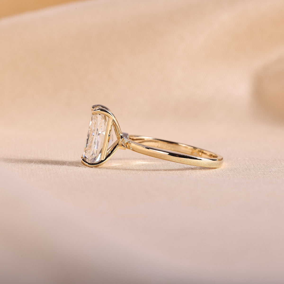 Radiant Cut Lab Grown Diamond Solitaire Engagement Ring – 14K Yellow Gold Classic Band, 3.08 Carat