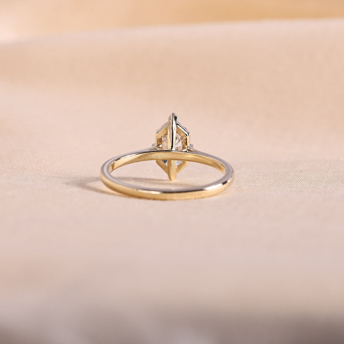 Dutch Marquise Cut Lab Grown Diamond Solitaire Engagement Ring – Minimalist 14K Yellow Gold, Unique Hexagon Diamond