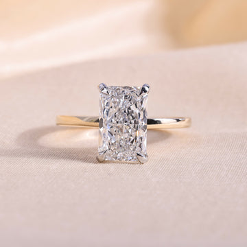 Radiant Cut Lab Grown Diamond Solitaire Engagement Ring – Two-Tone 14K Yellow Gold with Hidden Knot Basket