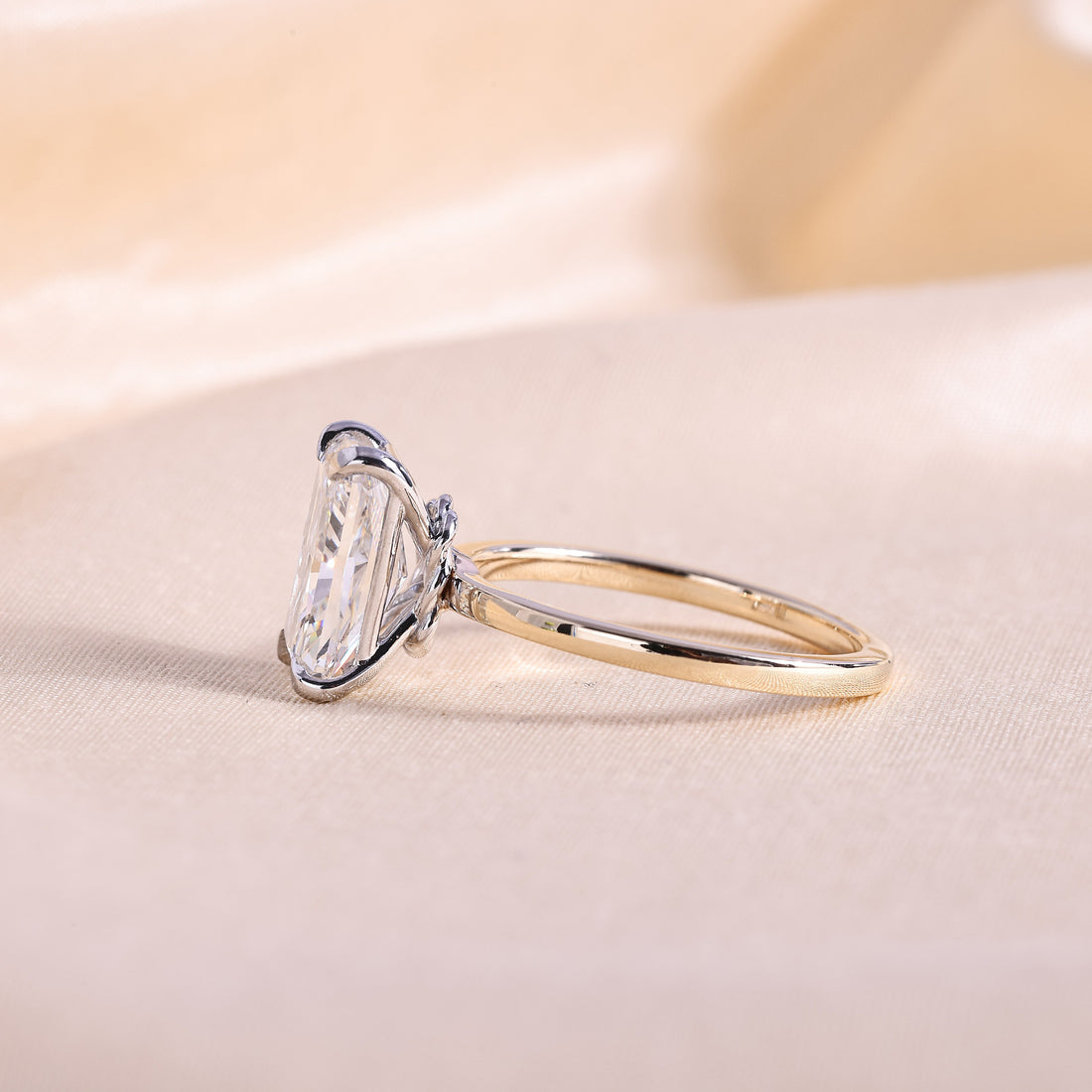 Radiant Cut Lab Grown Diamond Solitaire Engagement Ring – Two-Tone 14K Yellow Gold with Hidden Knot Basket