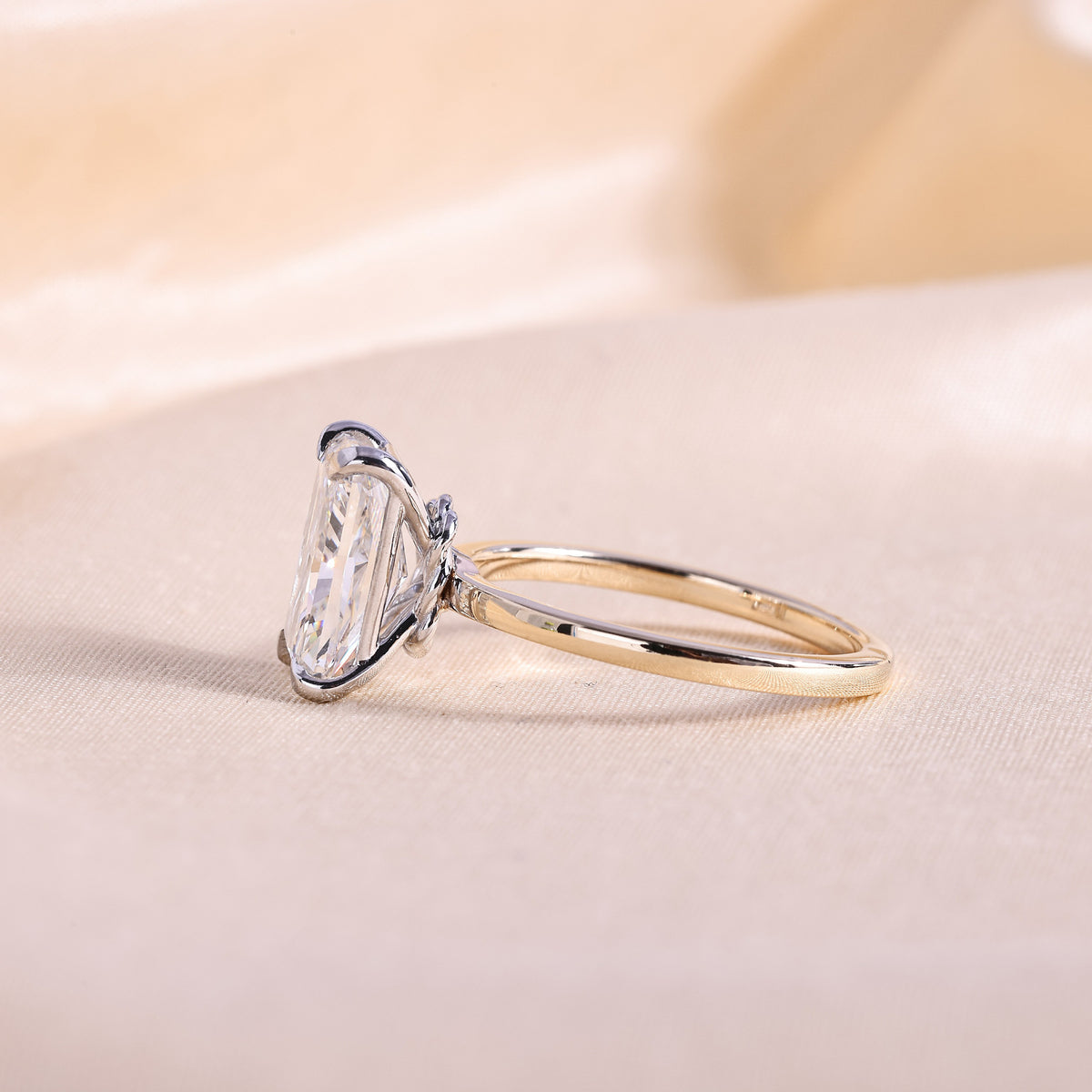 Radiant Cut Lab Grown Diamond Solitaire Engagement Ring – Two-Tone 14K Yellow Gold with Hidden Knot Basket