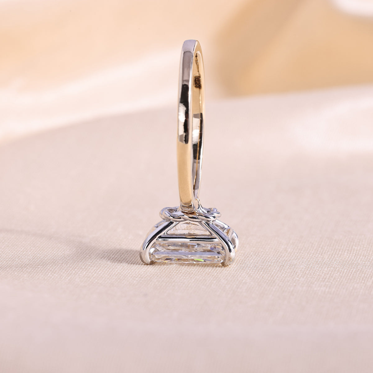 Radiant Cut Lab Grown Diamond Solitaire Engagement Ring – Two-Tone 14K Yellow Gold with Hidden Knot Basket