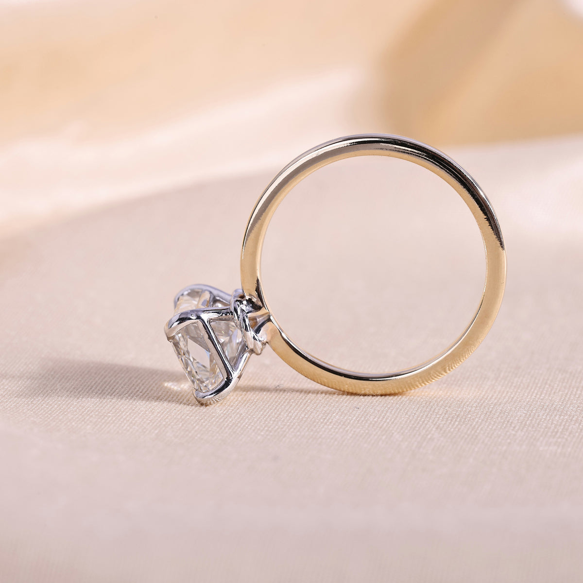Radiant Cut Lab Grown Diamond Solitaire Engagement Ring – Two-Tone 14K Yellow Gold with Hidden Knot Basket