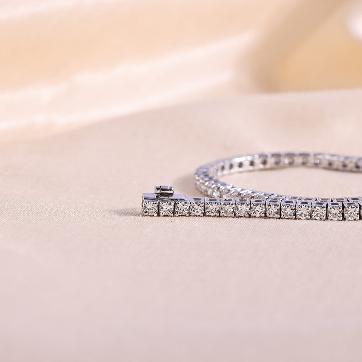 Round Lab Grown Diamond Tennis Bracelet – 14K White Gold Classic 4-Prong Line Bracelet, 3  Carat Total