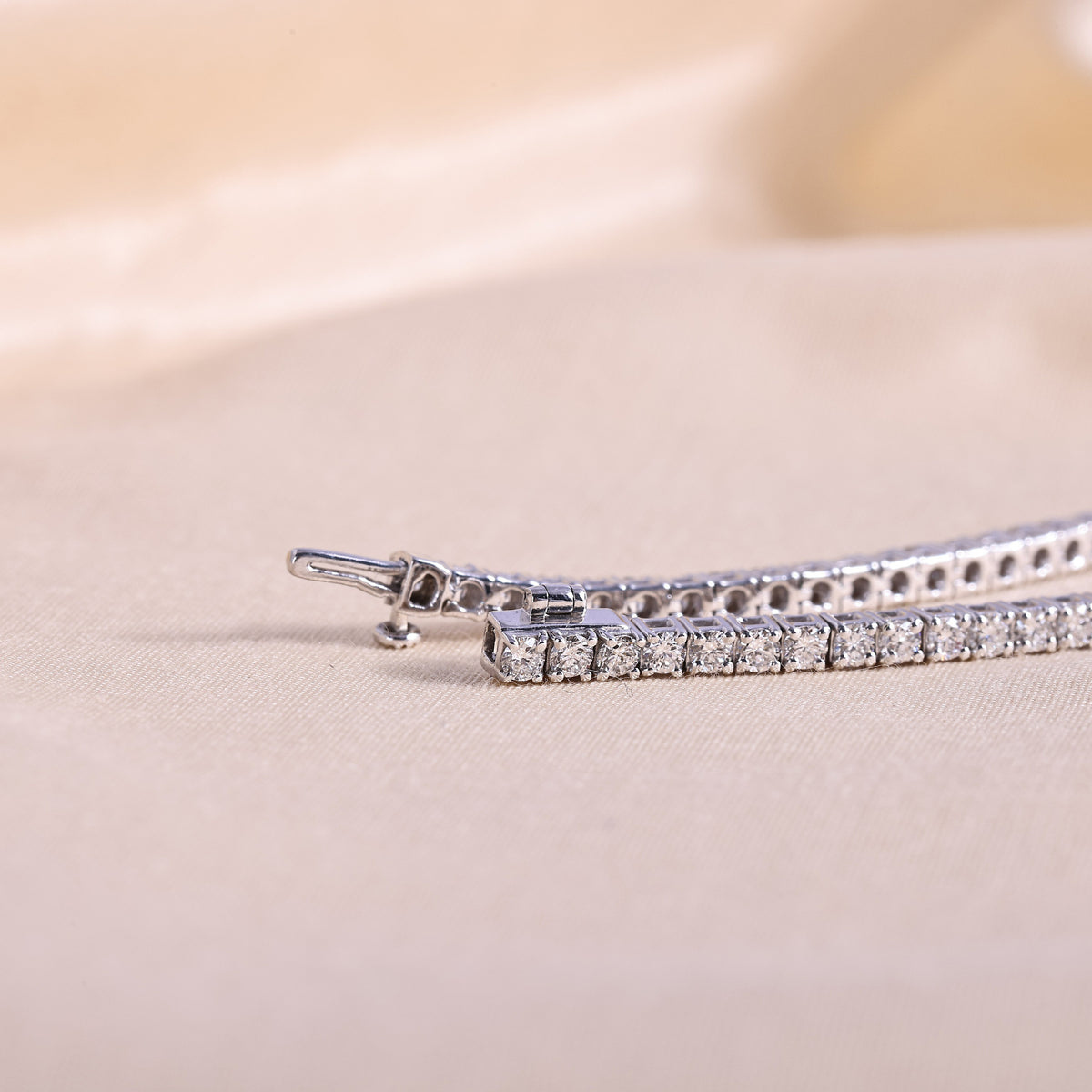 Round Lab Grown Diamond Tennis Bracelet – 14K White Gold Classic 4-Prong Line Bracelet, 3  Carat Total