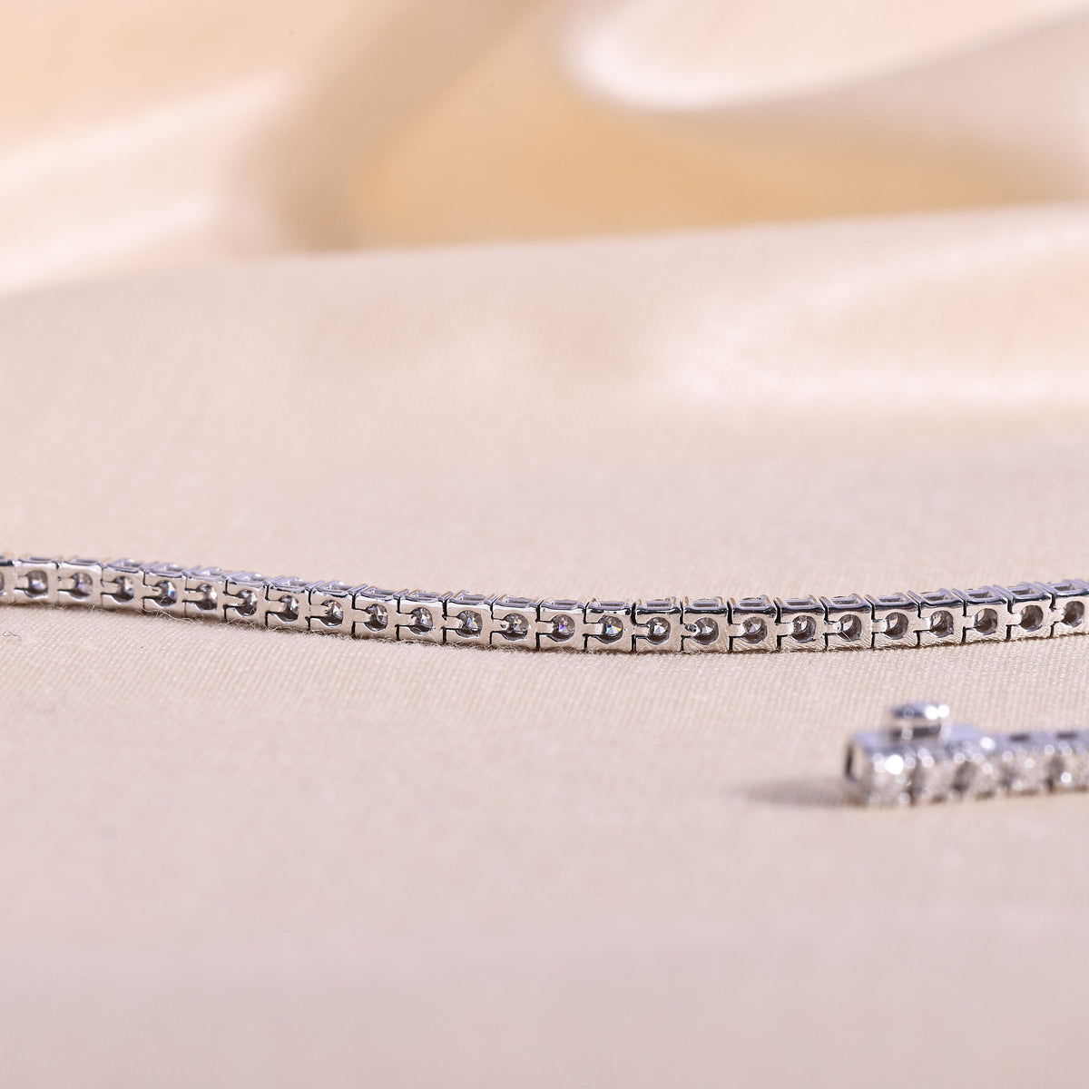 Round Lab Grown Diamond Tennis Bracelet – 14K White Gold Classic 4-Prong Line Bracelet, 3  Carat Total