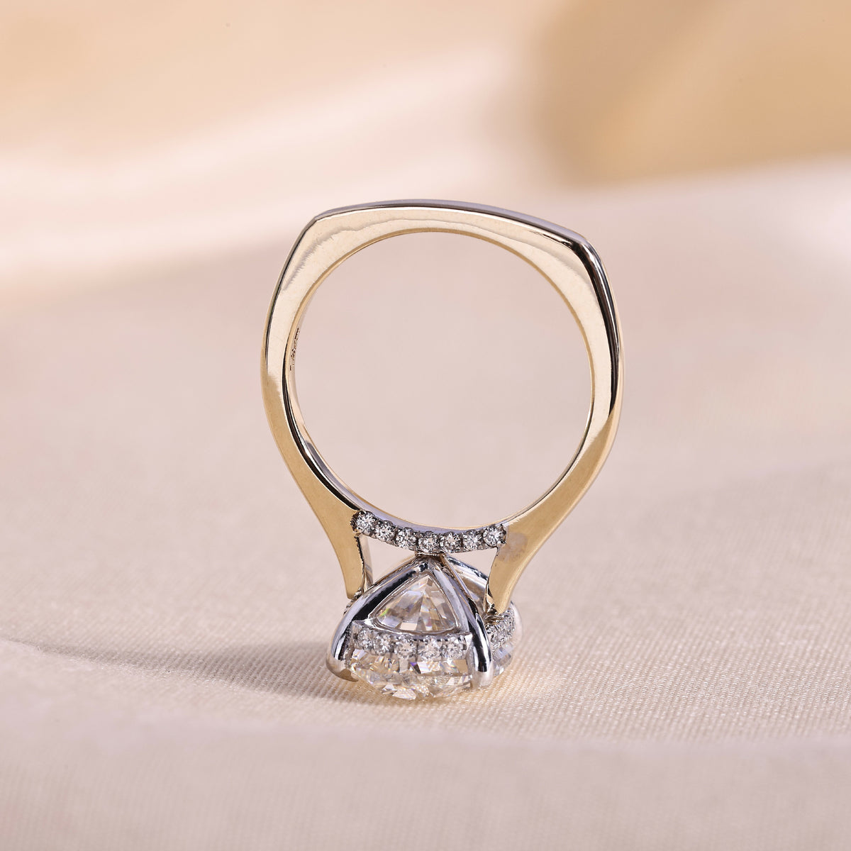 Oval Cut Lab Grown Diamond Engagement Ring – Two-Tone 14K Gold with Hidden Halo & Euro Shank