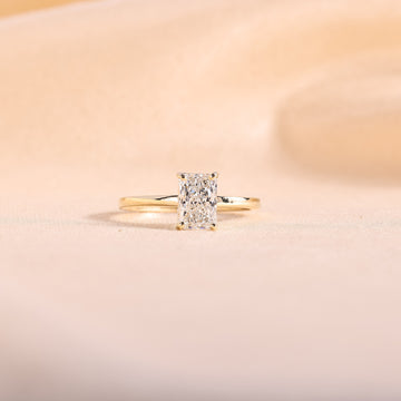 Radiant Cut Lab Grown Diamond Solitaire Engagement Ring – 14K Yellow Gold Plain Band, 2 Carat