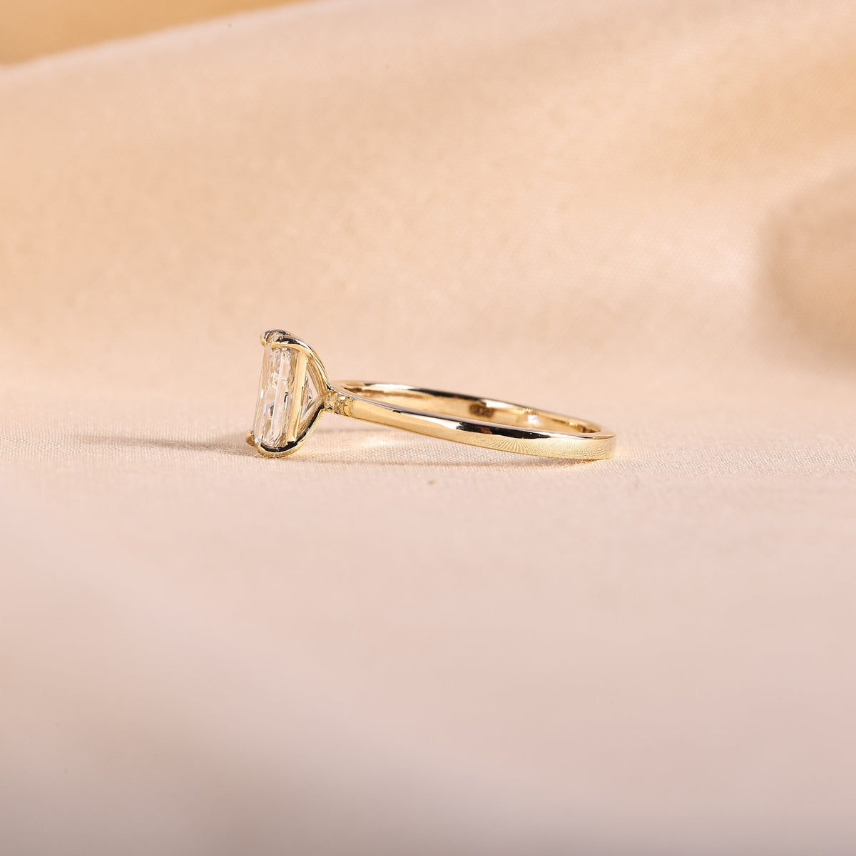 Radiant Cut Lab Grown Diamond Solitaire Engagement Ring – 14K Yellow Gold Plain Band, 2 Carat