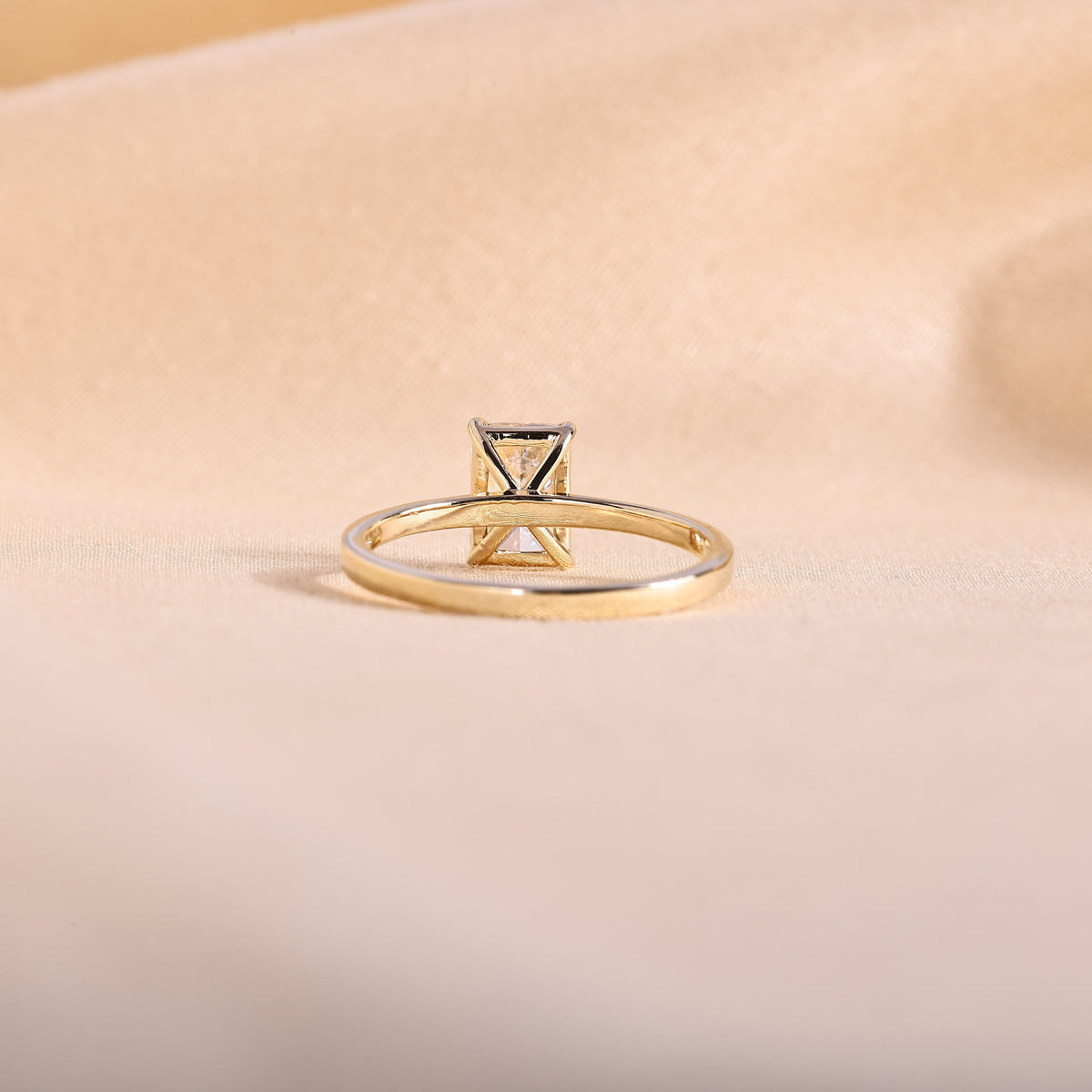 Radiant Cut Lab Grown Diamond Solitaire Engagement Ring – 14K Yellow Gold Plain Band, 2 Carat