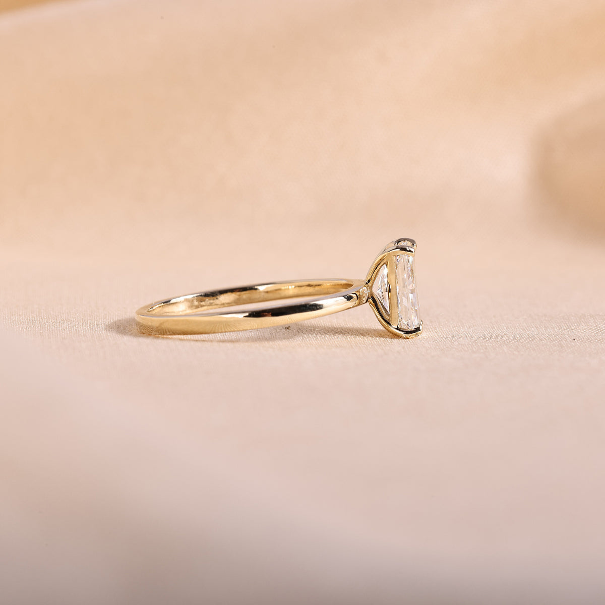 Radiant Cut Lab Grown Diamond Solitaire Engagement Ring – 14K Yellow Gold Plain Band, 2 Carat