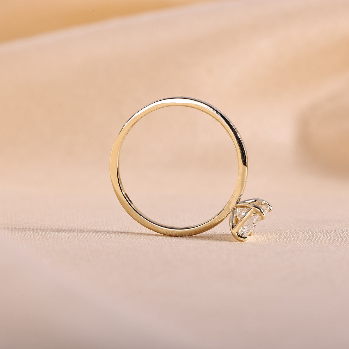 Radiant Cut Lab Grown Diamond Solitaire Engagement Ring – 14K Yellow Gold Plain Band, 2 Carat